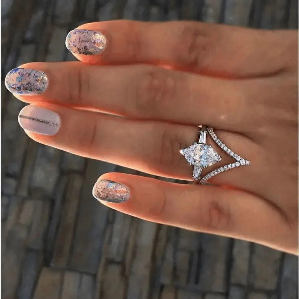 White Gold Diamond Marquise Wedding Engagement Anniversary Ring